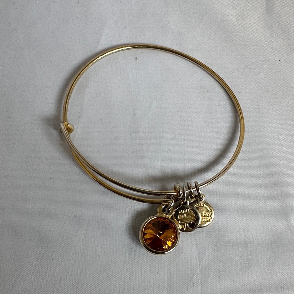 Alex and Ani Gold Bracelet with Orange Charm